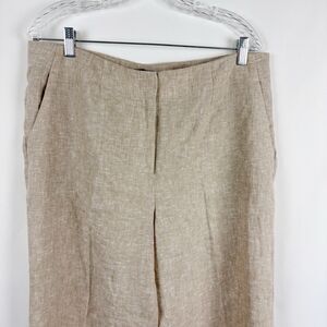 Talbots 100% Linen Southampton Dress Pants Women Size 14P Taupe, Beige